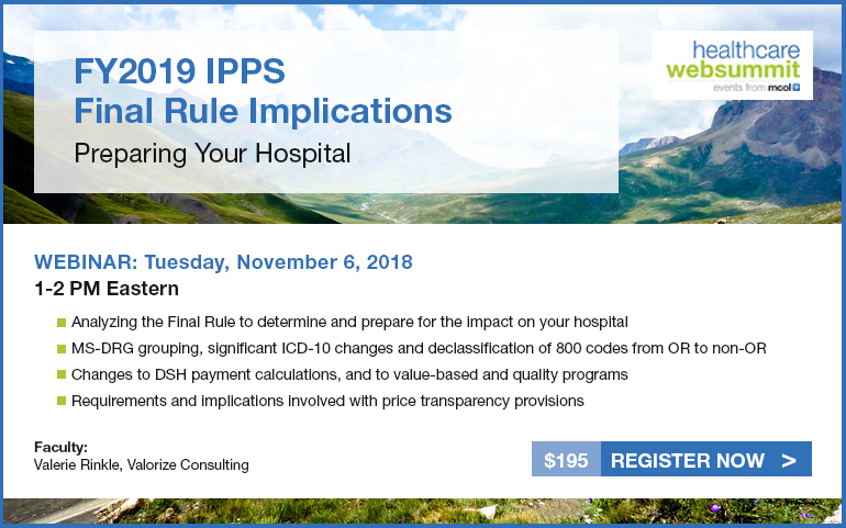 FY2019 IPPS Final Rule Implications: Preparing Your Hospital