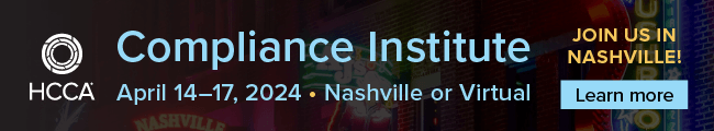 HCCA Compliance Institute. April 14-17, 2024. Nashville or Virtual